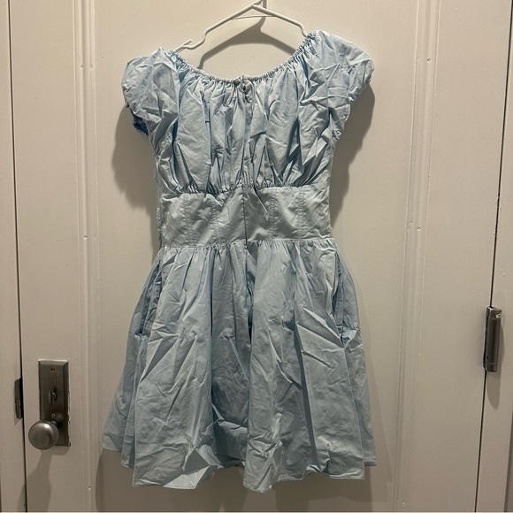 House of CB Nala Dress Light Blue Puffer Sleeve Mini Summer - Picture 10 of 10